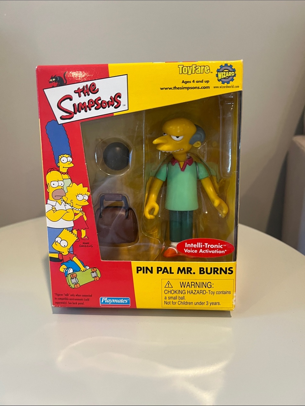 The Simpsons Pin Pal Mr. Burns Figure - New In Packaging
